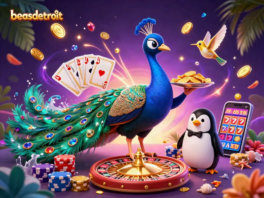 Experience exciting casino action at beasdetroit with a vibrant 3D illustration showcasing gaming elements.