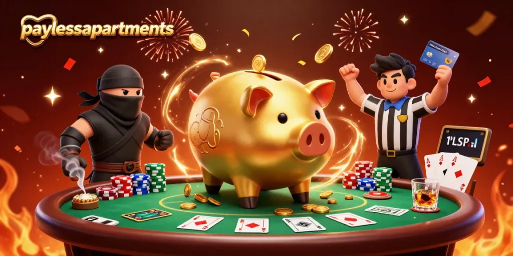 Experience thrilling action at paylessapartments with a lively casino scene featuring epic gambling characters.